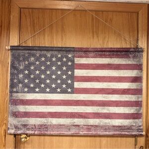 USA Flag Tapestry Wall Hanging Farmhouse American with a Vintage Distressed Look